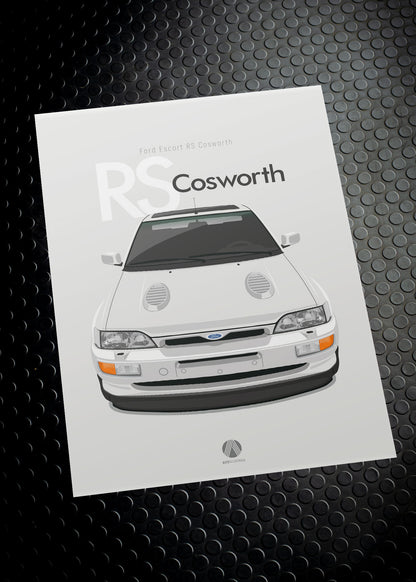 1992 Ford Escort RS Cosworth - Diamond White - poster print