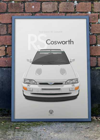 1992 Ford Escort RS Cosworth - Diamond White - poster print