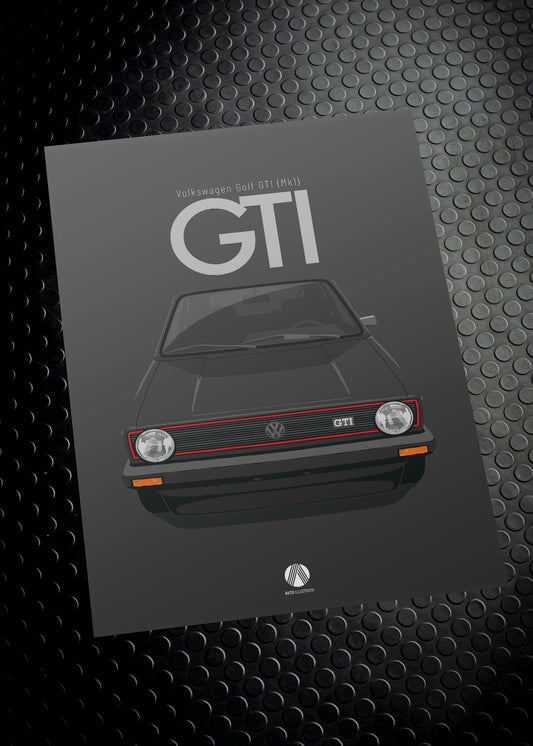 1980 Volkswagen Golf GTI (Mk1) - Black - poster print