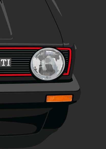 1980 Volkswagen Golf GTI (Mk1) - Black - poster print