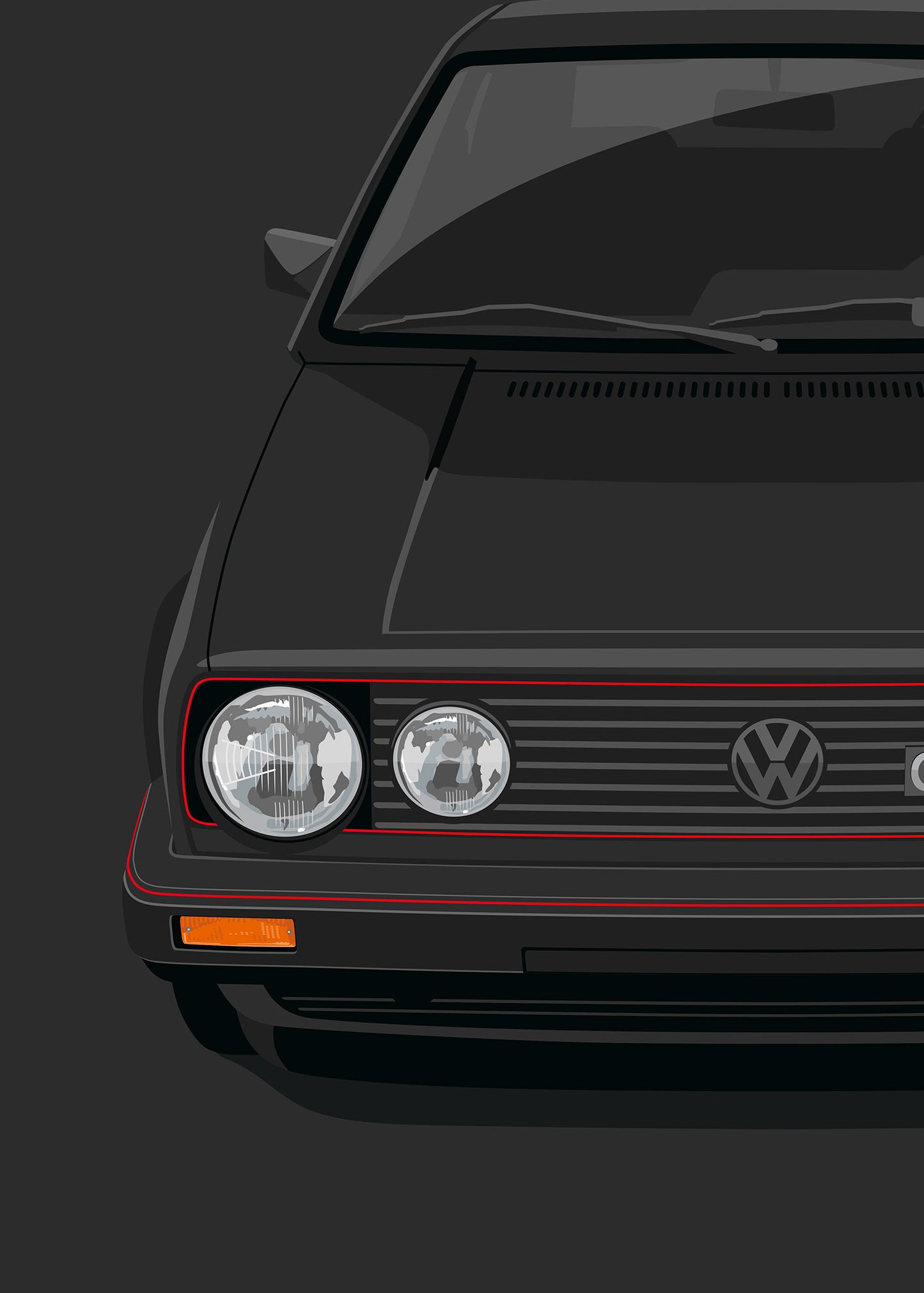 1984 Volkswagen Golf GTI (Mk2) - Black - poster print