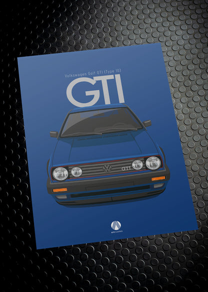 1991 Volkswagen Golf GTI (Mk2) - Bright Blue - poster print