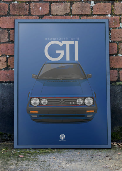 1991 Volkswagen Golf GTI (Mk2) - Bright Blue - poster print