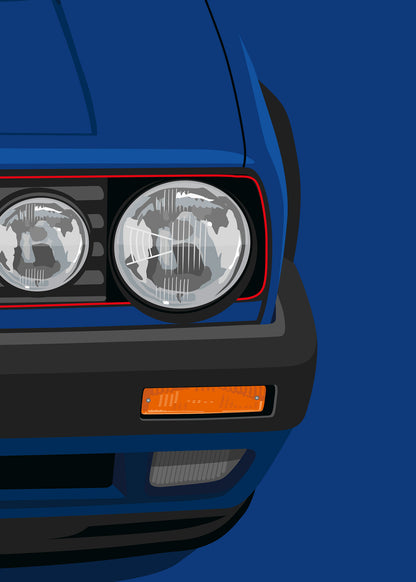 1991 Volkswagen Golf GTI (Mk2) - Bright Blue - poster print