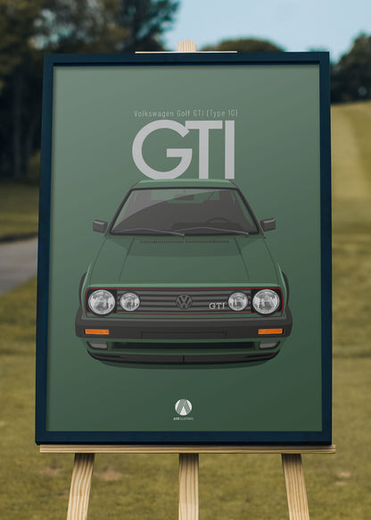 1991 Volkswagen Golf GTI (Mk2) - Oak Green - poster print