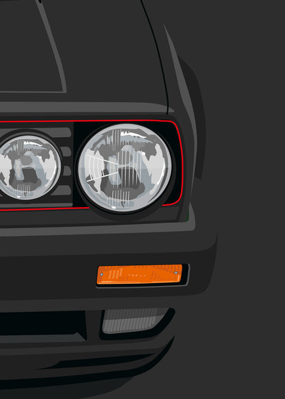 1991 Volkswagen Golf GTI (Mk2) - Black - poster print