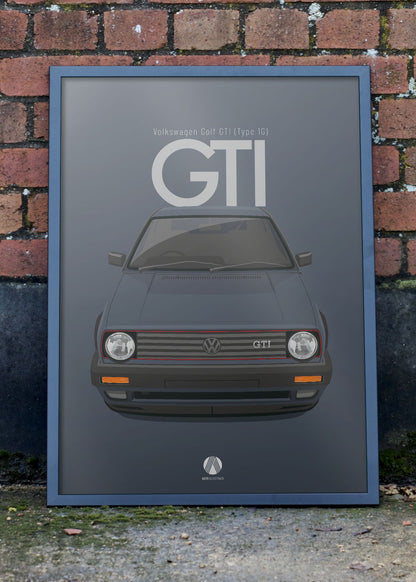 1991 Volkswagen Golf GTI (Mk2) - Helios Blue - poster print