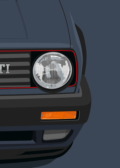 1991 Volkswagen Golf GTI (Mk2) - Helios Blue - poster print