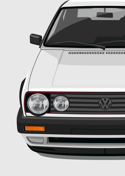 1991 Volkswagen Golf GTI (Mk2) - Alpine White - poster print