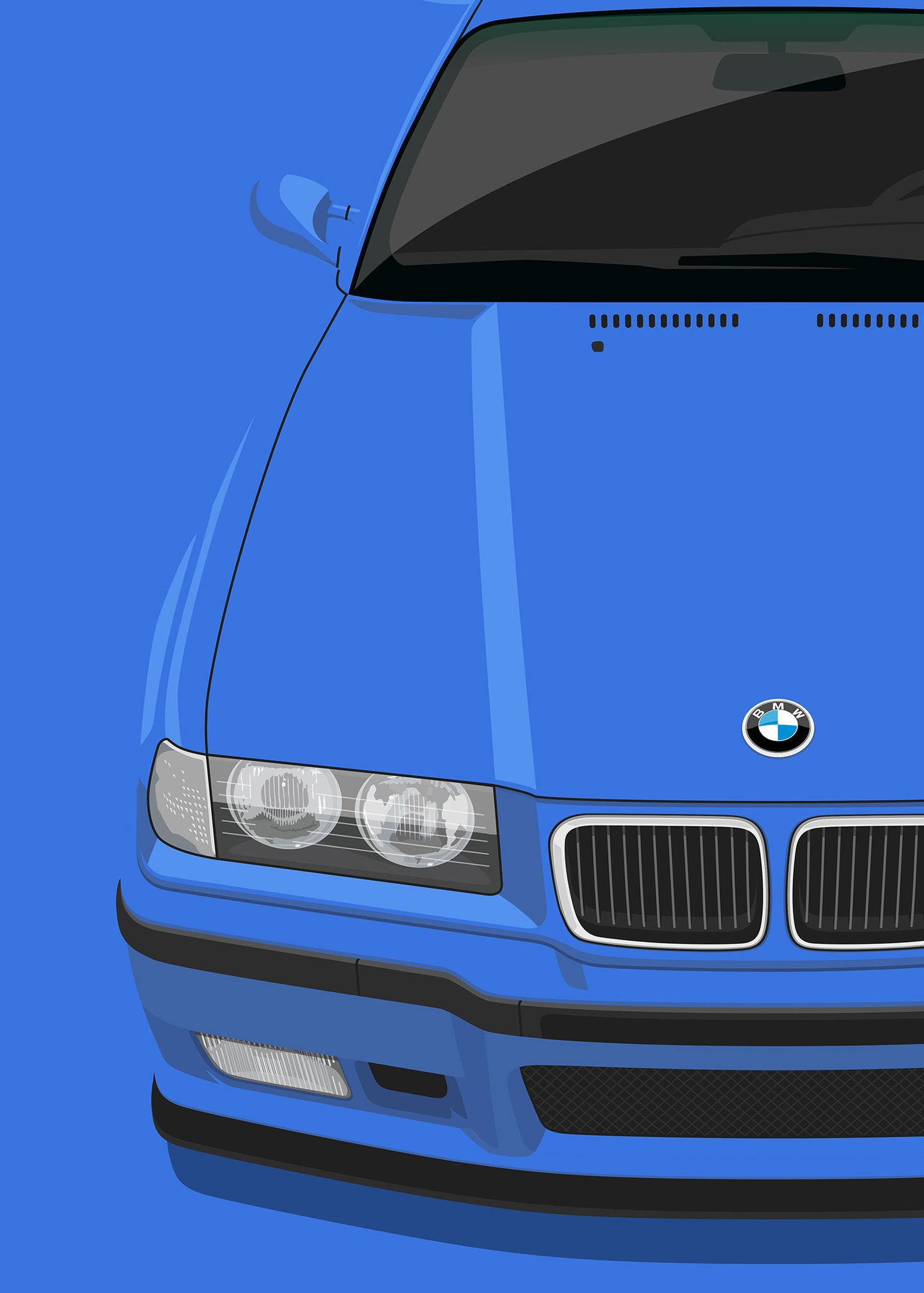 1996 BMW E36 M3 Evolution Estoril Blue - poster print