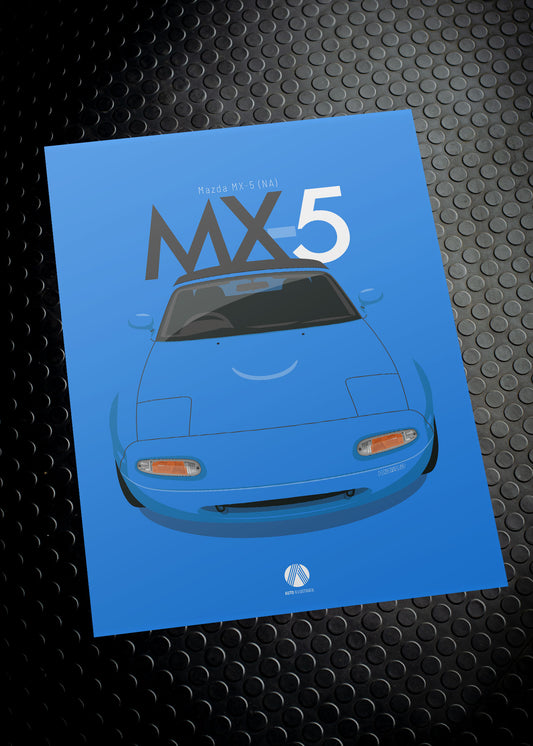 1990 Mazda MX5 Mk1 - Mariner Blue - poster print