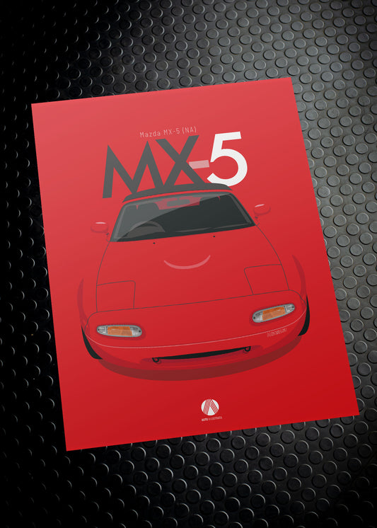 1990 Mazda MX5 Mk1 - Classic Red - poster print
