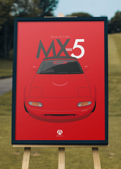 1990 Mazda MX5 Mk1 - Classic Red - poster print
