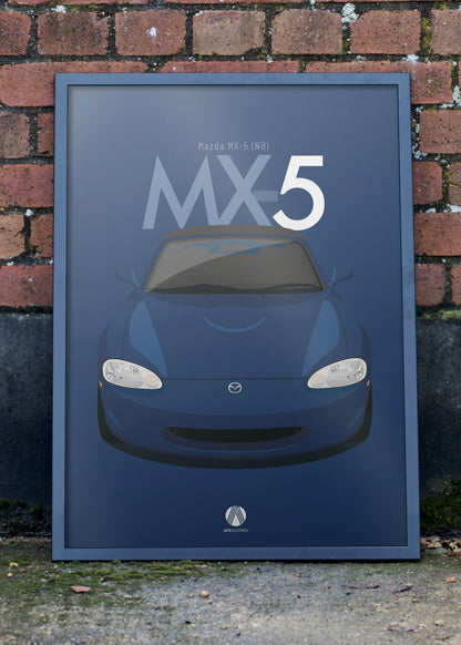 1997 Mazda MX5 Mk2 (NB) - Twilight Blue - poster print
