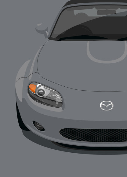 2005 Mazda MX5 (NC) Mk3 - Galaxy Grey - poster print