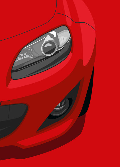 2009 Mazda MX5 (NC-FL) Mk3 - True Red - poster print