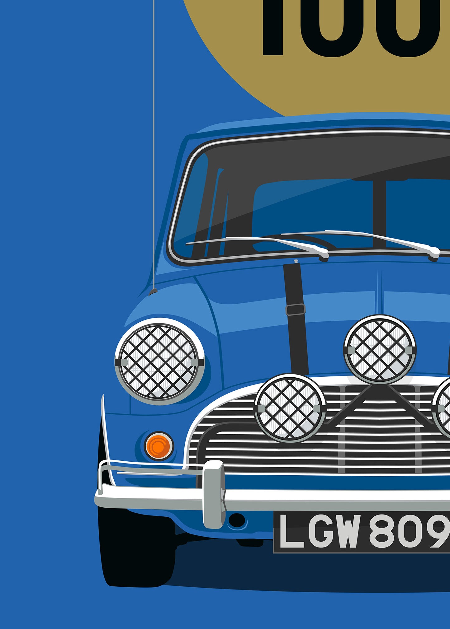 1969 Mini Cooper S - Italian Job - Blue - poster print