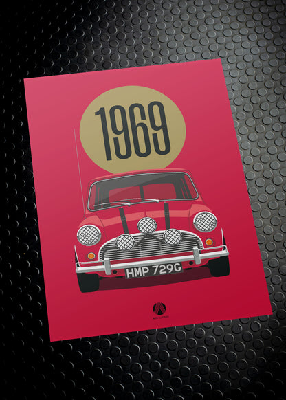 1969 Mini Cooper S - Italian Job - Red - poster print