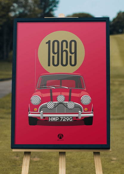 1969 Mini Cooper S - Italian Job - Red - poster print