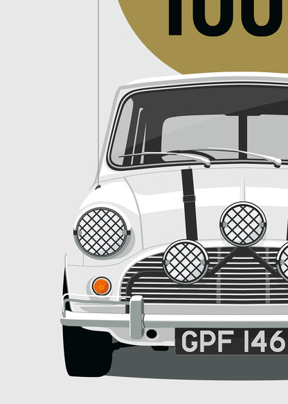 1969 Mini Cooper S - Italian Job - White - poster print