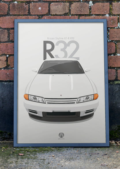 1989 Nissan Skyline R32 GTR - White - poster print