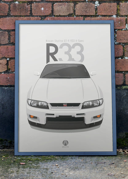 1996 Nissan Skyline R33 GTR V-Spec - White - poster print