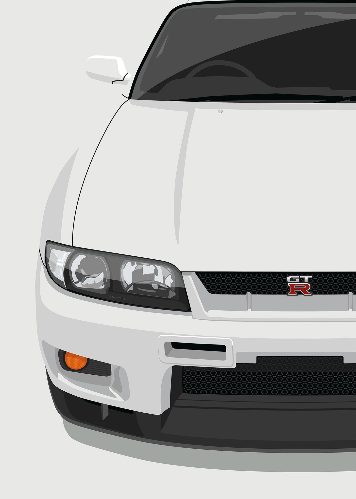 1996 Nissan Skyline R33 GTR V-Spec - White - poster print