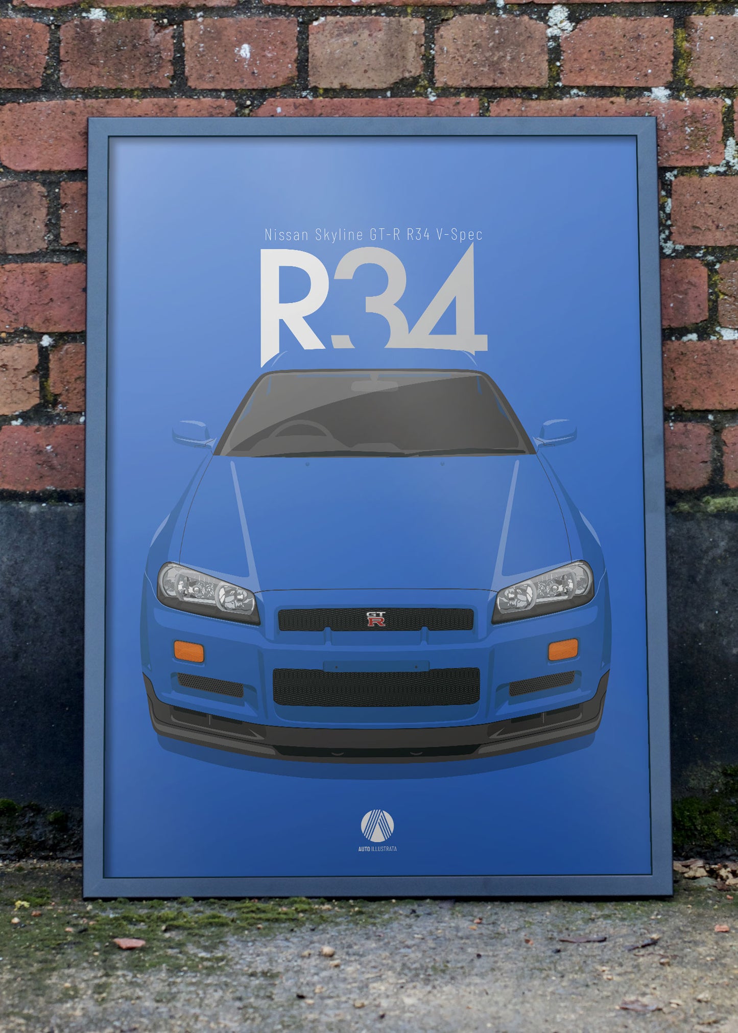 1999 Nissan Skyline R34 GTR V-Spec - Bayside Blue - poster print