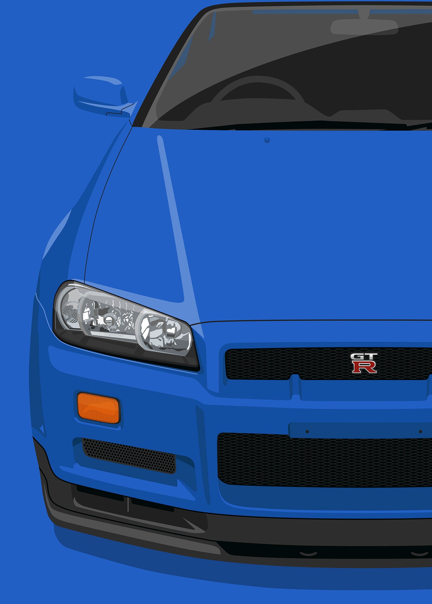 1999 Nissan Skyline R34 GTR V-Spec - Bayside Blue - poster print